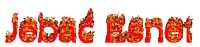 the word jebae is written in red with flames coming out of it