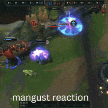 a screenshot of a video game with the words mangust reaction