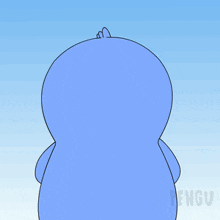 a blue and white penguin with the words it 's trending behind it