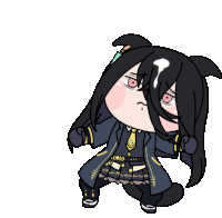 a cartoon drawing of a girl with long black hair and ears