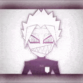 a drawing of a cartoon character with a swirl in his eyes and teeth .