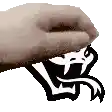 a close up of a person 's hand holding a drawing of a snake .
