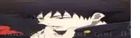 a close up of a person 's face with the words megumi i written below it