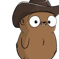 a cartoon bear wearing a cowboy hat is smiling