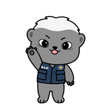 a cartoon drawing of a bear wearing a vest that says ' ec ' on it