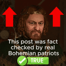a picture of a man with two arrows pointing up and a check mark that says " true "