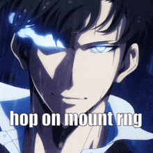 a close up of a man 's face with the caption hop on mount ring