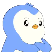 a blue and white cartoon penguin with a yellow beak