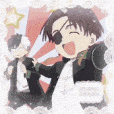 a picture of two anime characters with the name kosma and xia on the bottom right