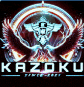 a kazoku since 2025 logo with two eagles