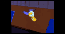 a cartoon of homer simpson laying on his back on the floor