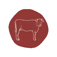a cow is standing in a red circle .