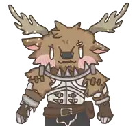 a cartoon drawing of a deer with antlers and a beard