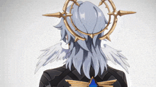 a drawing of a person with wings and a circle around their head