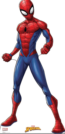 a cardboard cutout of spider-man from the marvel comic book series