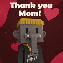 a thank you mom greeting card with a cartoon character