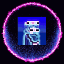 a purple circle with a blue square in the middle