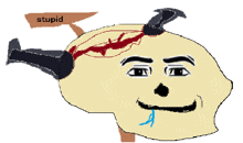 a drawing of a skull with the word stupid written above it