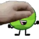 a pixel art of a green cartoon character with arms and legs .