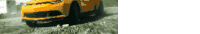a yellow car is driving down a muddy road in the rain .