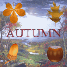 autumn fall leaves nuts 3d gifs artist