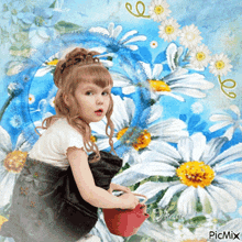 Little Girl And Daisies Daisy GIF