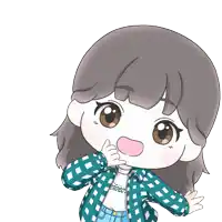 a cartoon drawing of a girl wearing a shirt that says crisp