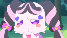 a cartoon drawing of a girl with pigtails and a star in her hair
