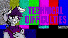 a drawing of a rabbit with the words " technical difficulties " behind him
