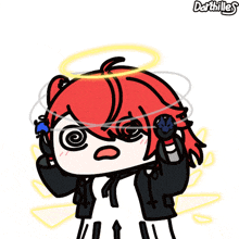 a cartoon drawing of a girl with red hair and a halo on her head by darthiles