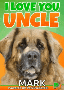 a picture of a dog says i love you uncle mark