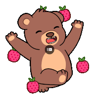 a cartoon of a teddy bear surrounded by strawberries with a youtube logo in the corner