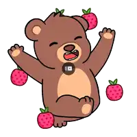 a cartoon of a teddy bear surrounded by strawberries with a youtube logo in the corner