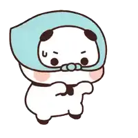 a cartoon drawing of a panda wearing a blue blanket