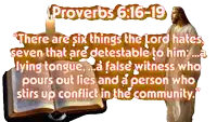 a picture of jesus and a bible with proverbs 6:16-19 written above it