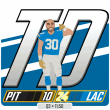 an illustration of a football player wearing the number 30