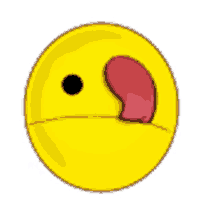 a cartoon smiley face with a red tongue sticking out .
