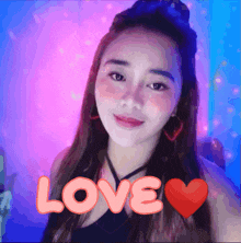 a woman with a heart and the word love
