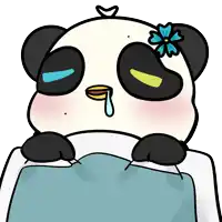 a cartoon panda bear with a flower on its head