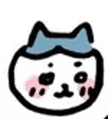 a drawing of a cat with a blue headband on its head .