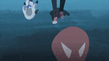 a cartoon drawing of a person 's feet standing next to a stuffed animal with the letter k on it