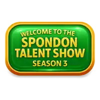 a green sign that says welcome to the spodon talent show season 3