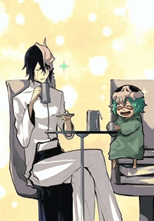 Ulquiorra And Nel Having Their Own Quite Tea Party Together GIF