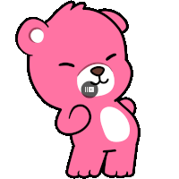 a cartoon of a pink teddy bear with a youtube button on its face