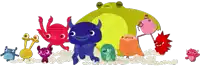 a group of colorful monsters are standing together