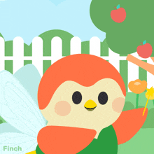 an illustration of a bird with the name finch on the bottom right
