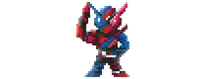 a pixel art of a monster with the letters x and y visible