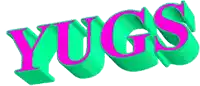 a 3d rendering of the word yugs in pink and green