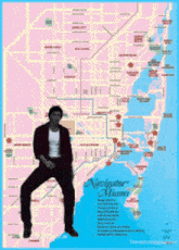 a map of navigator miami with a man standing on it
