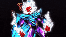 a cartoon of a superhero with a question mark above his head